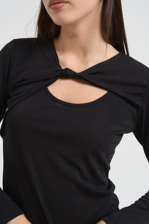 Maglia donna nera con cut out - 2