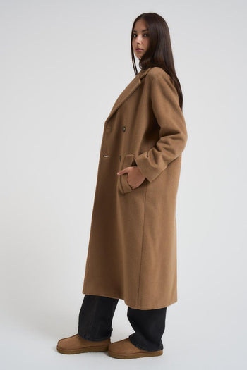 Cappotto Zufolo lungo doppiopetto donna cammello - 4