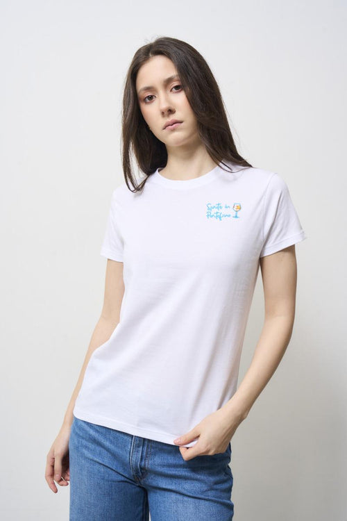 T-shirt donna bianca scritta Portofino - 2