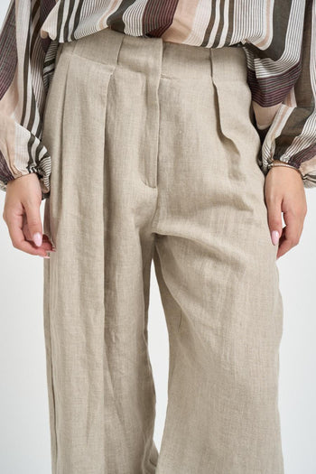 Pantalone donna con pinces sabbia - 4