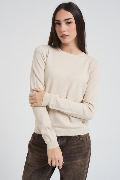 Maglia donna girocollo panna