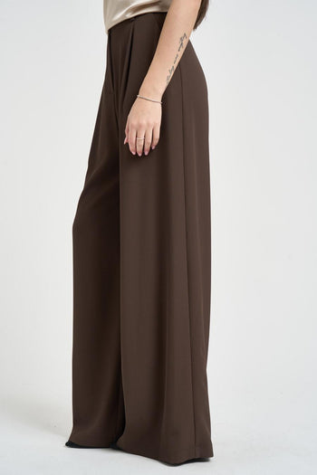 Pantalone donna marrone ampio - 3