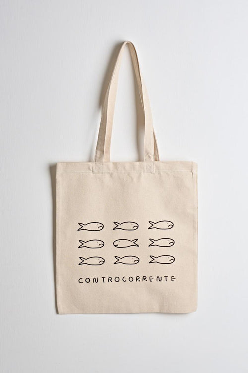 Tote bag donna Controcorrente ecru