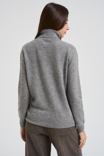 Maglia donna a collo alto grigia - 3