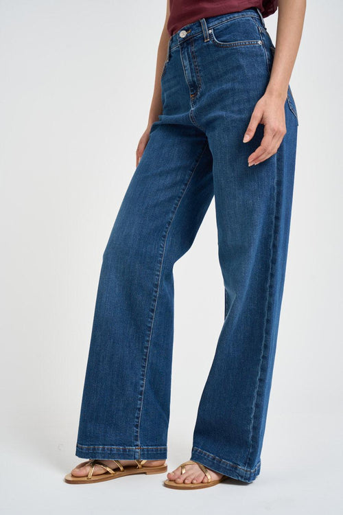 Jeans donna a palazzo in denim blu - 2