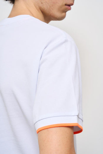 T-shirt uomo girocollo bianca e arancione - 4