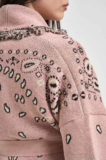 Cardigan donna fantasia bandana rosa - 4