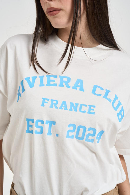 T-shirt donna girocollo bianca con stampa - 2