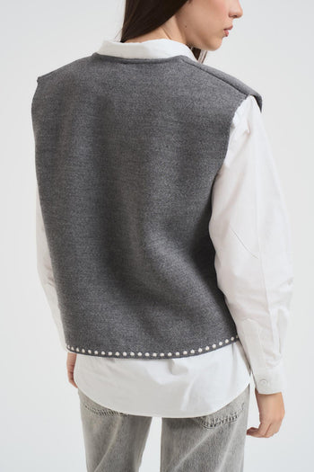 Gilet donna in jacquard grigio - 5