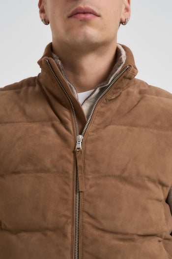 Gilet uomo in camoscio cammello - 4