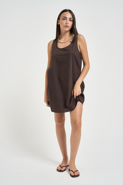 Abito donna con fiocco sul retro marrone - 1