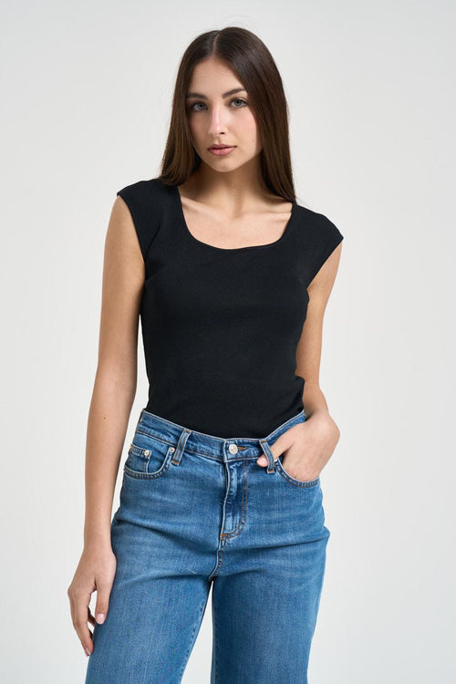 Canotta donna spalla larga nero