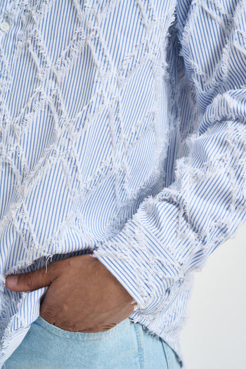 Camicia uomo a righe effetto sfrangiato - 4