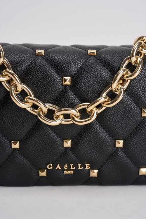 Borsa donna nera con borchie dorate - 2