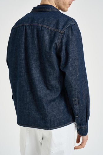 Camicia uomo in denim blu - 5