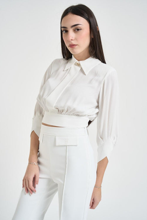 Camicia donna cropped bianco - 2