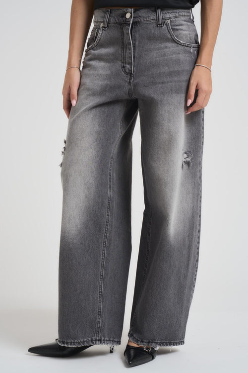 Jeans donna a palazzo in denim grigio chiaro - 2
