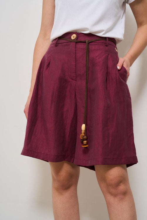 Bermuda donna rosso con cintura - 2