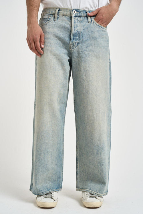 Jeans uomo wide leg in denim chiaro