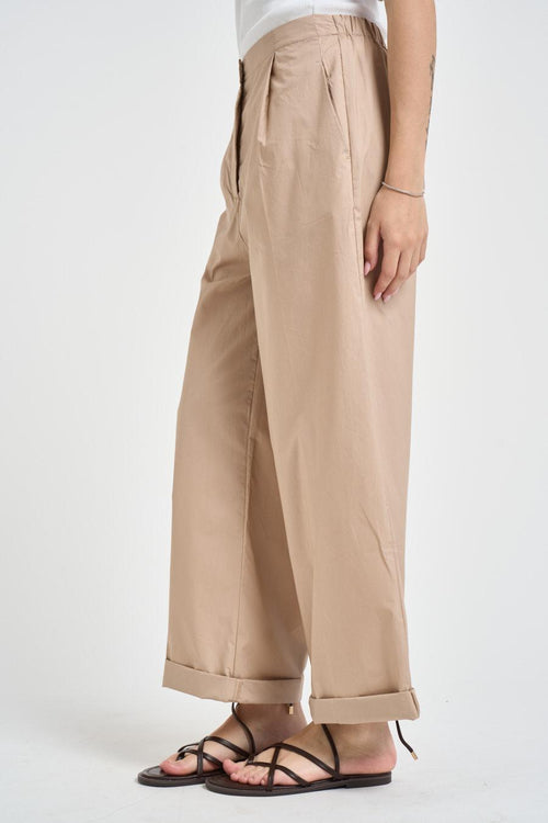 Pantalone donna con pinces sabbia - 2