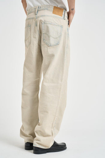 Jeans uomo baggy in denim crema - 5