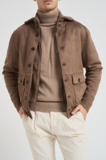 Giubbotto uomo in suede marrone - 8
