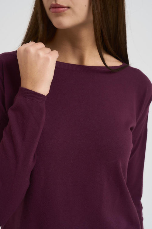 Maglia donna scollo a barca melanzana - 2