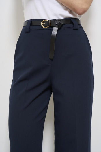 Blue women's trousers with belt - 6