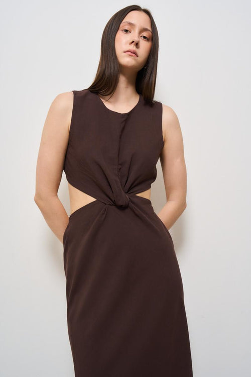 Abito donna con nodo marrone - 2
