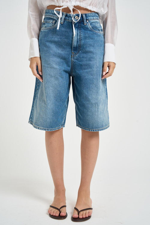 Bermuda donna a vita bassa denim - 1