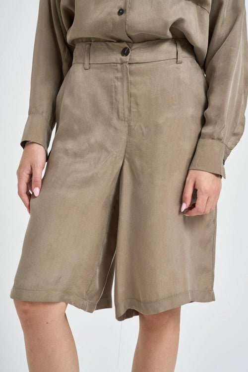 Bermuda donna fluido verde militare - 2