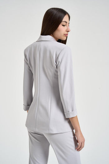 Giacca donna doppiopetto grigio perla - 4
