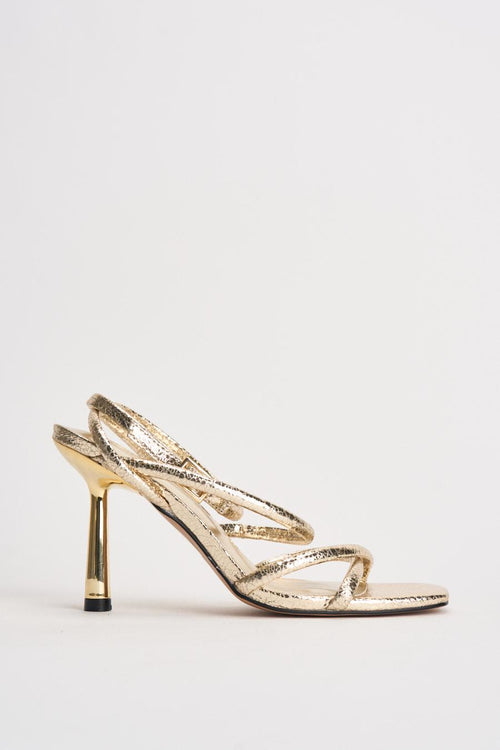 Sandalo donna con tacco dorato