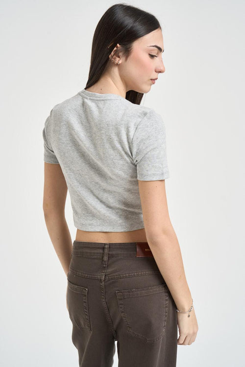 T-shirt donna cropped grigio melange - 2