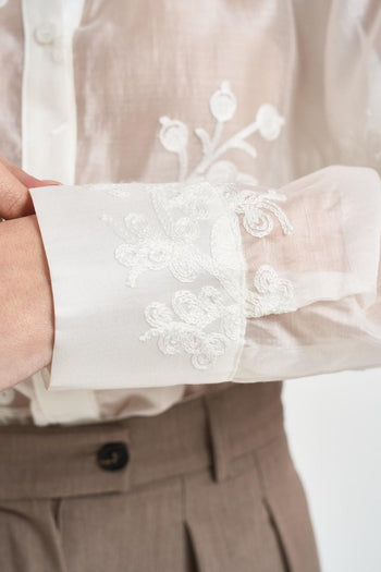 Camicia donna panna con ricami - 3