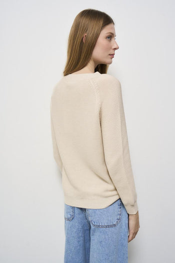 Maglia donna girocollo ecru - 3
