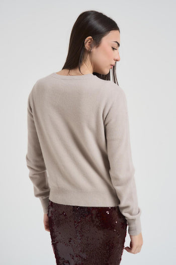 Set cardigan donna e t-shirt gesso - 5