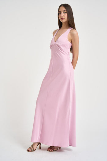 Abito lungo donna rosa - 4