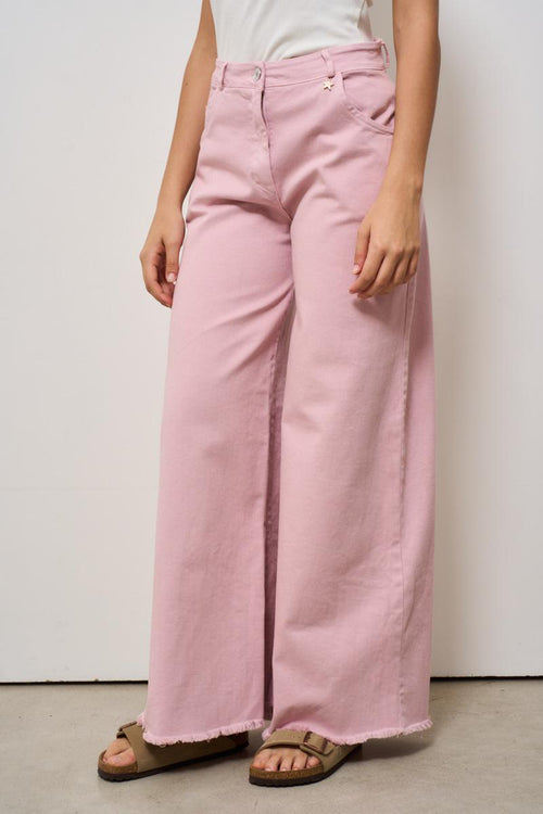 Jeans donna a palazzo rosa