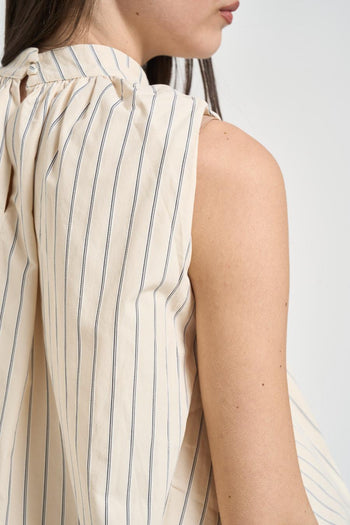 Blusa donna in popeline a righe giallo pastello - 4