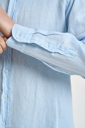 Camicia uomo in lino celeste - 3