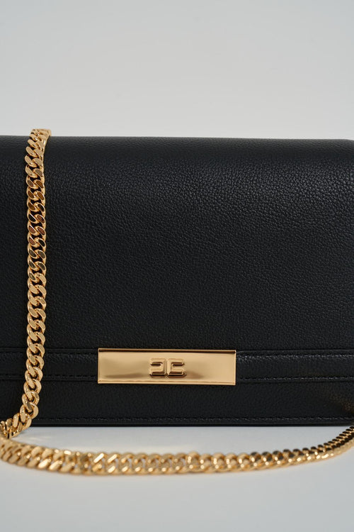 Borsa donna nera a tracolla dorata - 2