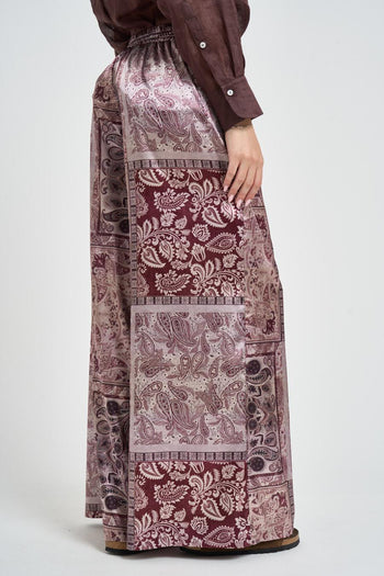 Pantalone donna fantasia bandana bordeaux - 4