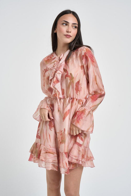 Abito donna corto floreale rosa