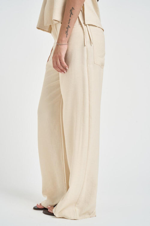 Pantalone donna a palazzo panna - 2