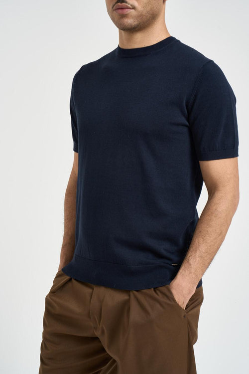 T-shirt uomo in maglia blu notte - 2