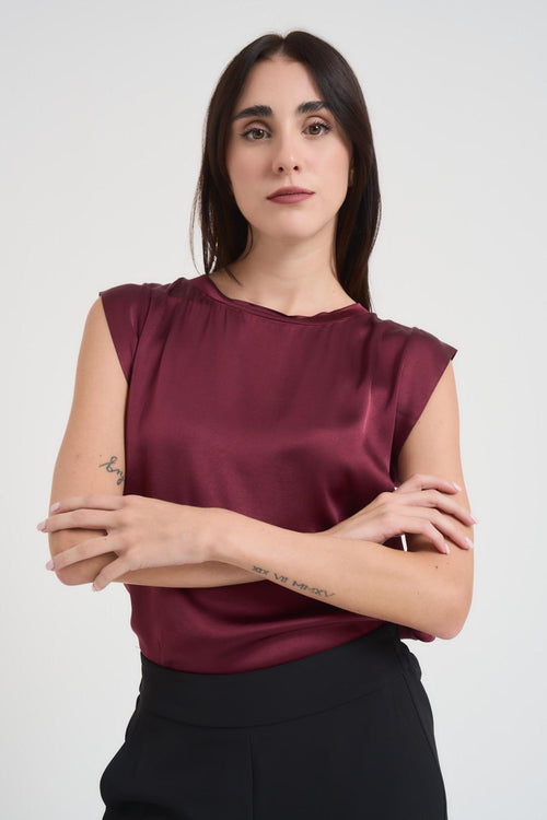 Top donna smanicato bordeaux