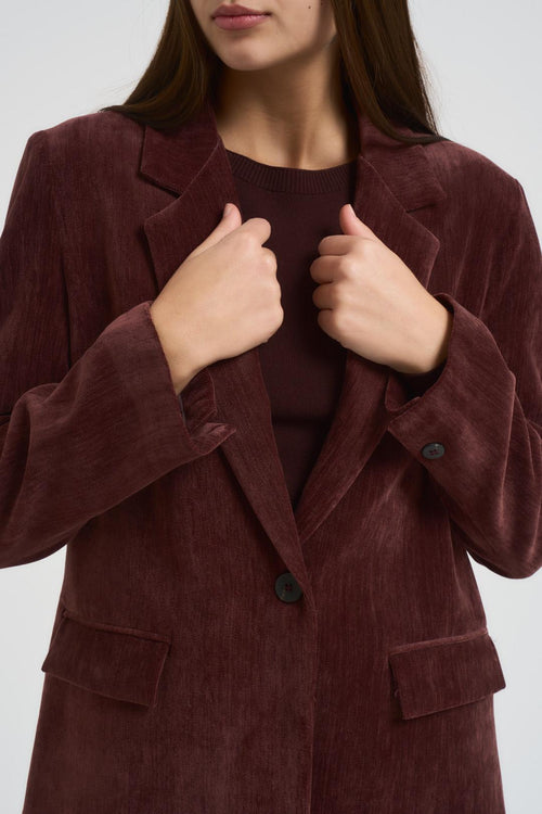 Giacca donna monopetto in velluto bordeaux - 2