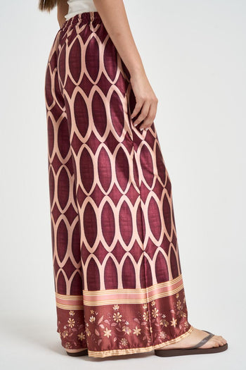 Pantalone donna fantasia geometrica bordeaux - 4
