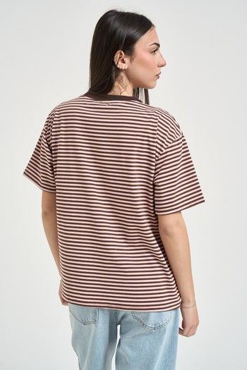 T-shirt donna a righe rosa - 3